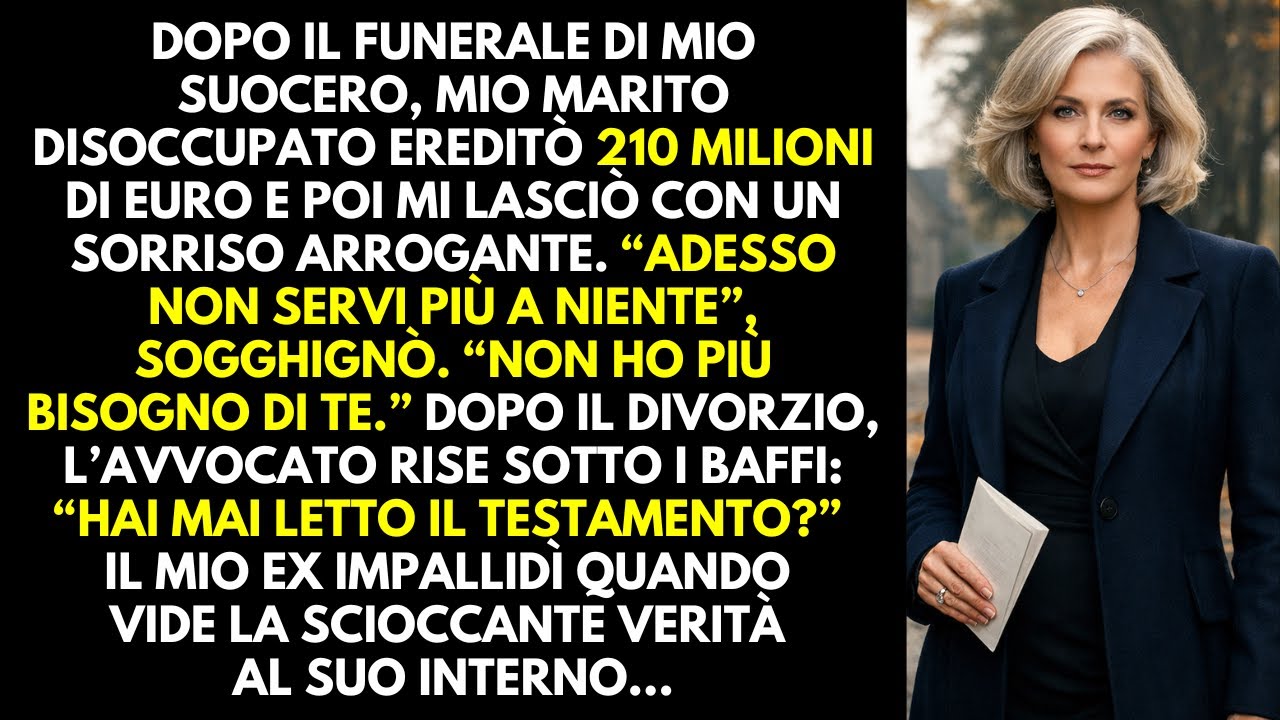 Mio marito divorziò da me per tenere i 210 milioni, ma il testamento aveva una clausola segreta.