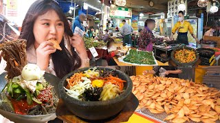 Mukbang in Gyeongdong Market🍜Bibimbap in Hot stone pot, Chive pancake, Buckwheat noodles, Ginseng😋