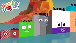 Numberblocks Square Comparison 1000 to 100 000 vs 1 Million to 100 Million Numberblocks Million