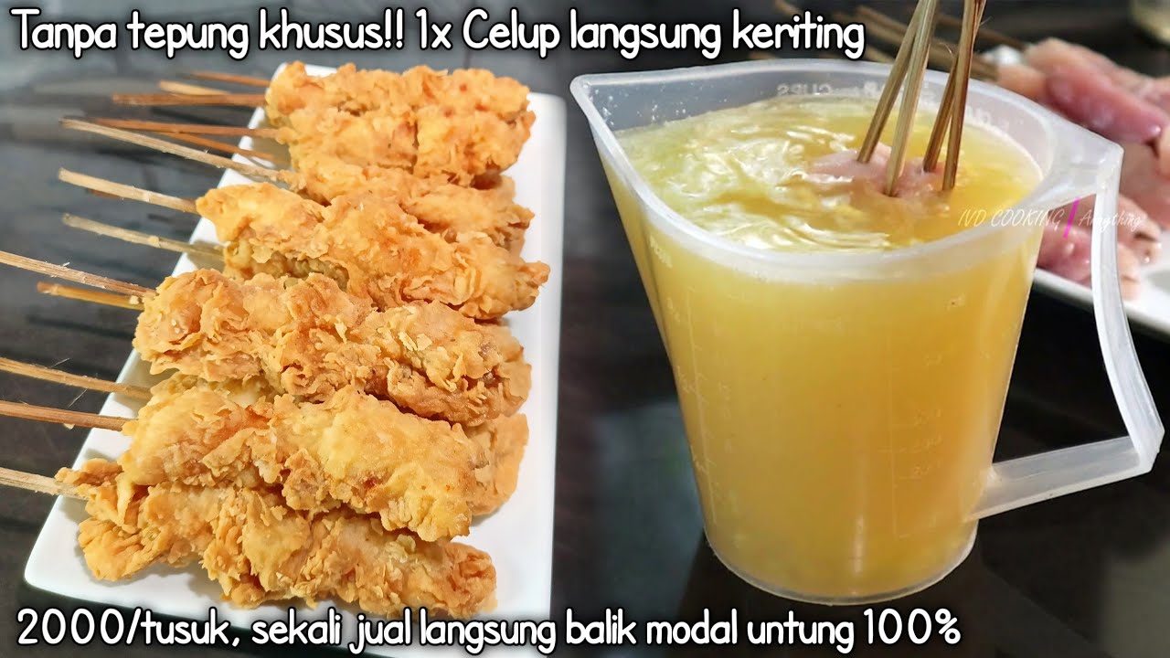 Terbaru..Tanpa tepung khusus 1x celup langsung keriting | Ide jualan Sate Krispy 