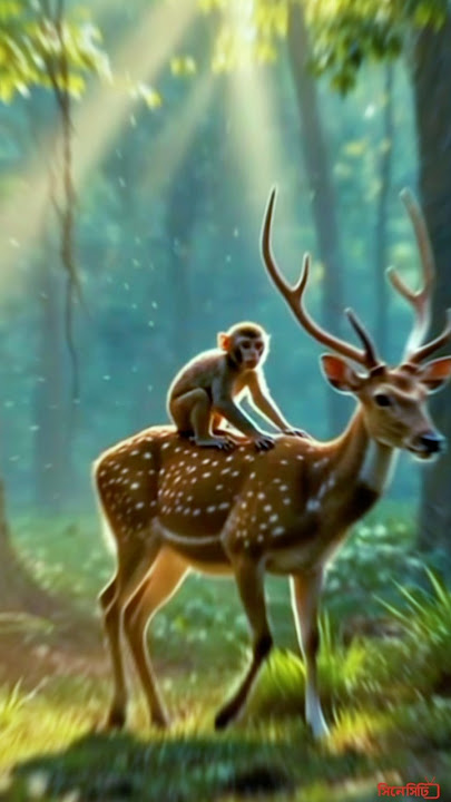 'A Monkey’  saves the deer| P-1 #MonkeyLove #MonkeyJourney #AnimalFriends #JungleTales #ViralShorts