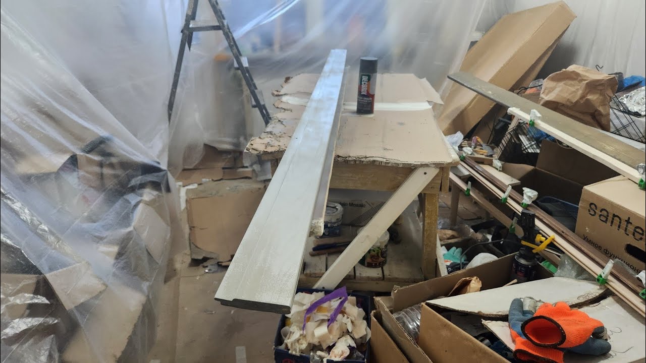 Покраска деревянных планок грунт-эмалью баллончиком 🪵 🪟 🚪🖌🎨