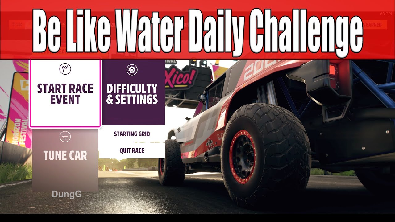 Forza Horizon 5 Be Like Water Daily Challenge Complete the Flood, Sweat, and Gears' Showcase