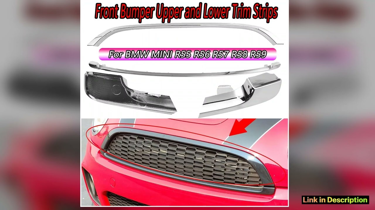 For BMW MINI R55 R56 R57 R58 R59 2Pcs Glossy Black Chrome Car Front Bumper Upper and Lower Trim Str
