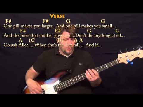 White Rabbit (Jefferson Airplane) Bass Guitar Cover Lesson with Chords/Lyrics