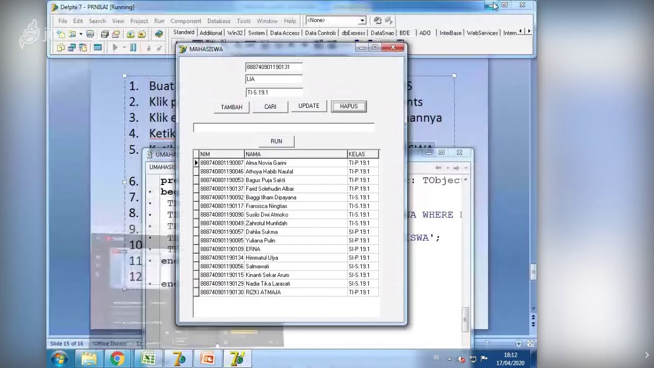 PEMROGRAMAN BASIS DATA TIS191 PERINTAH QUERY DI DELPHI - YouTube