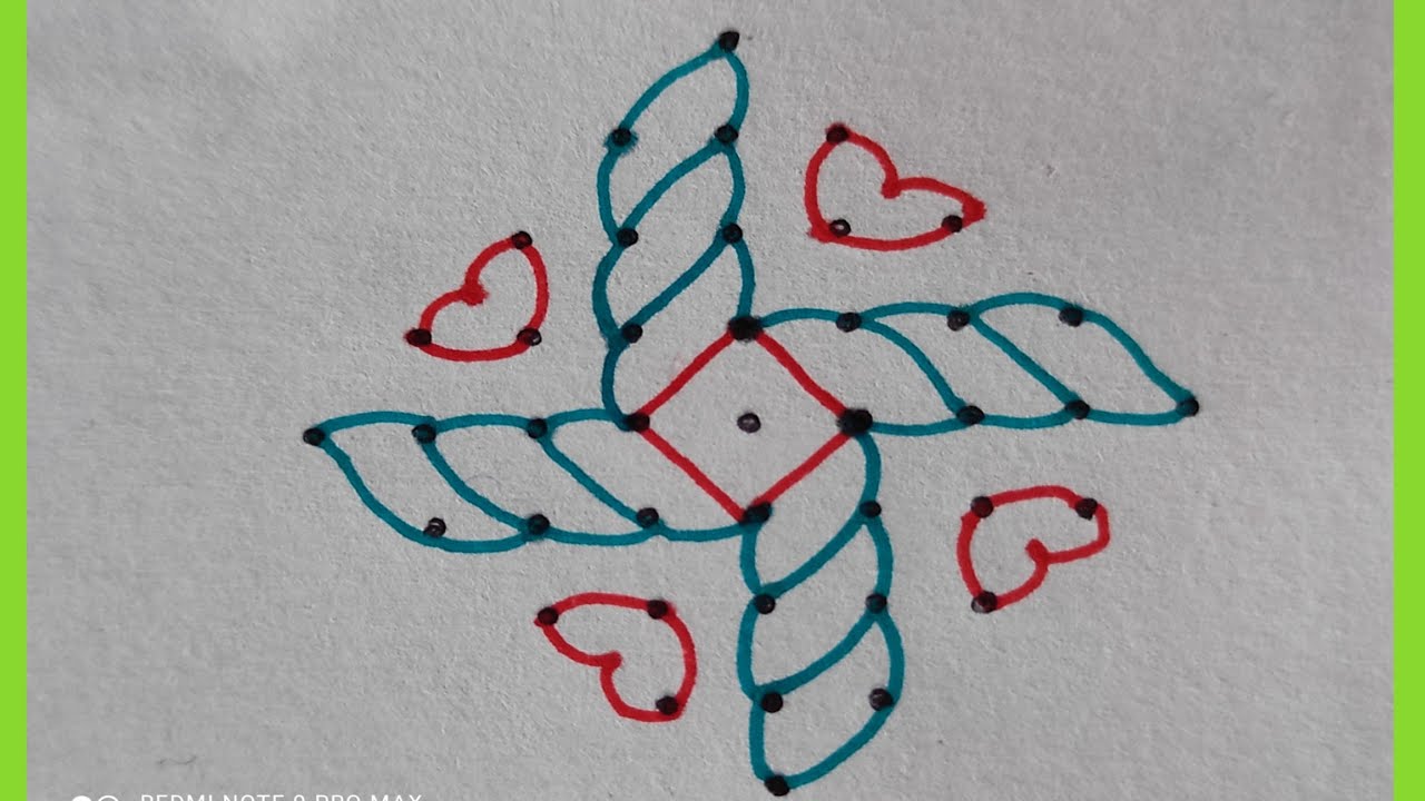 9 to 1 dots rangoli designs🌹Rangoli designs for daily🌹Kolam pulli kolam ...