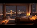 Cozy Bedroom Ambience with Piano Jazz Music - Warm Jazz Music & Rain Sounds to Relax and Deep Sleep