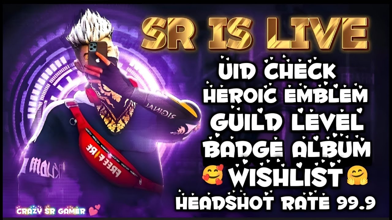 SR IS LIVE👻 FREE FIRE LIVE UID CHECK GUILD TEST 1V4🔥