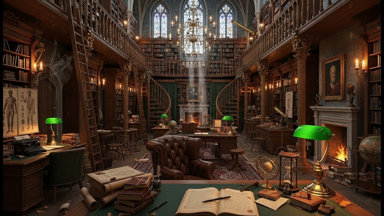 3 Hours of Dark Academia Piano — Ancient Library Ambience for Deep Focus