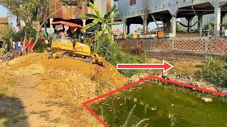 Team dump truck 5t in new project​​​ Delete Pond Making Road Enter House By Dozer komat'su D21P