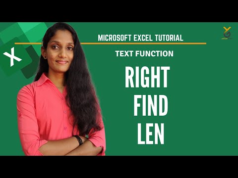Microsoft Excel Tutorial | Right | Len | Find | Text Function | Yellowgreys