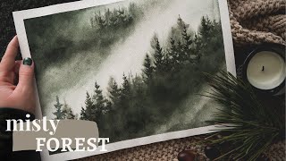 Watercolor Misty Forest Painting Wet On Wet Technique Step By Step For Beginners