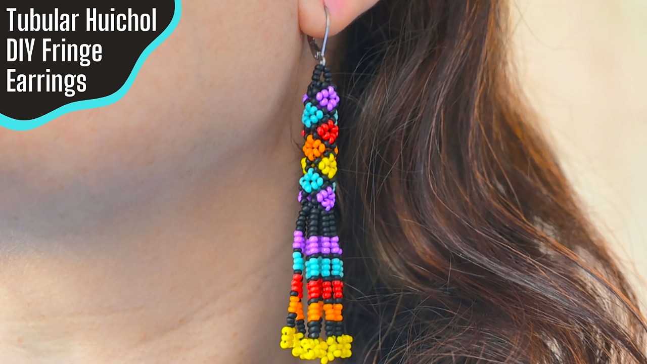 Create Tubular Huichol Fringe Earrings Step-By-Step!