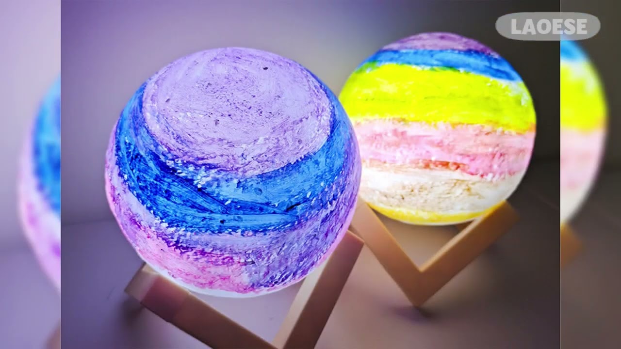 Paint Your Own Moon Lamp, Halloween Gifts 16 Color DIY 3D Space Moon Night  Light Art