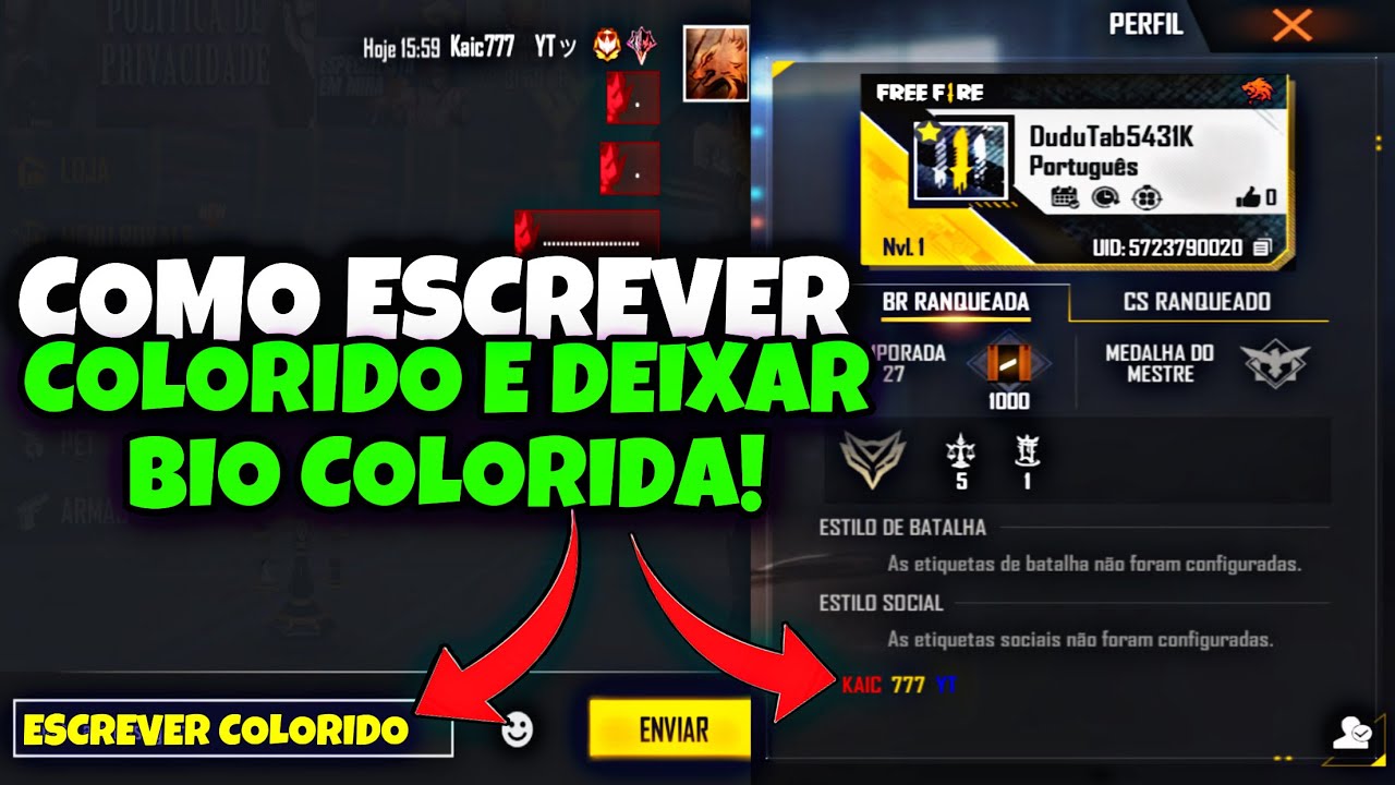 COMO ESCREVER COLORIDO FREEFIRE COMO DEIXAR BIO COLORIDA COMO DEIXAR PERFIL  COLORIDO ATUALIZADO 2022 