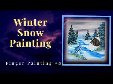 Following A Bob Ross Painting/ 3 Color Painting Challenge/Easy snowy winter  scenery painting 