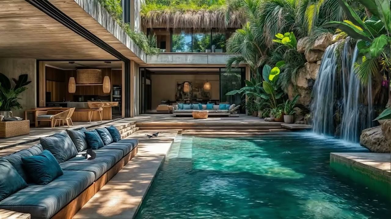 🌿💧 Reset Your Energy | Tropical Pool & Waterfall Ambience for Focus, Calm & Relaxation
