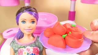 DIY How to make Play Doh Food.Cook Carrots for Barbie Doll.