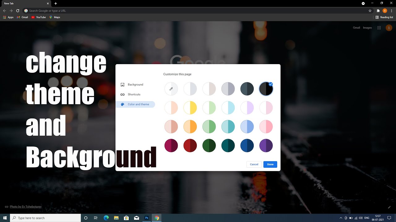 how to change background image and theme of google chrome - YouTube