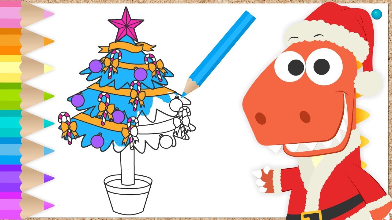 Aprende Con Eddie A Colorear El Arbol De Navidad Eddie El Dinosaurio Dibuja Un Arbol Navideno Youtube