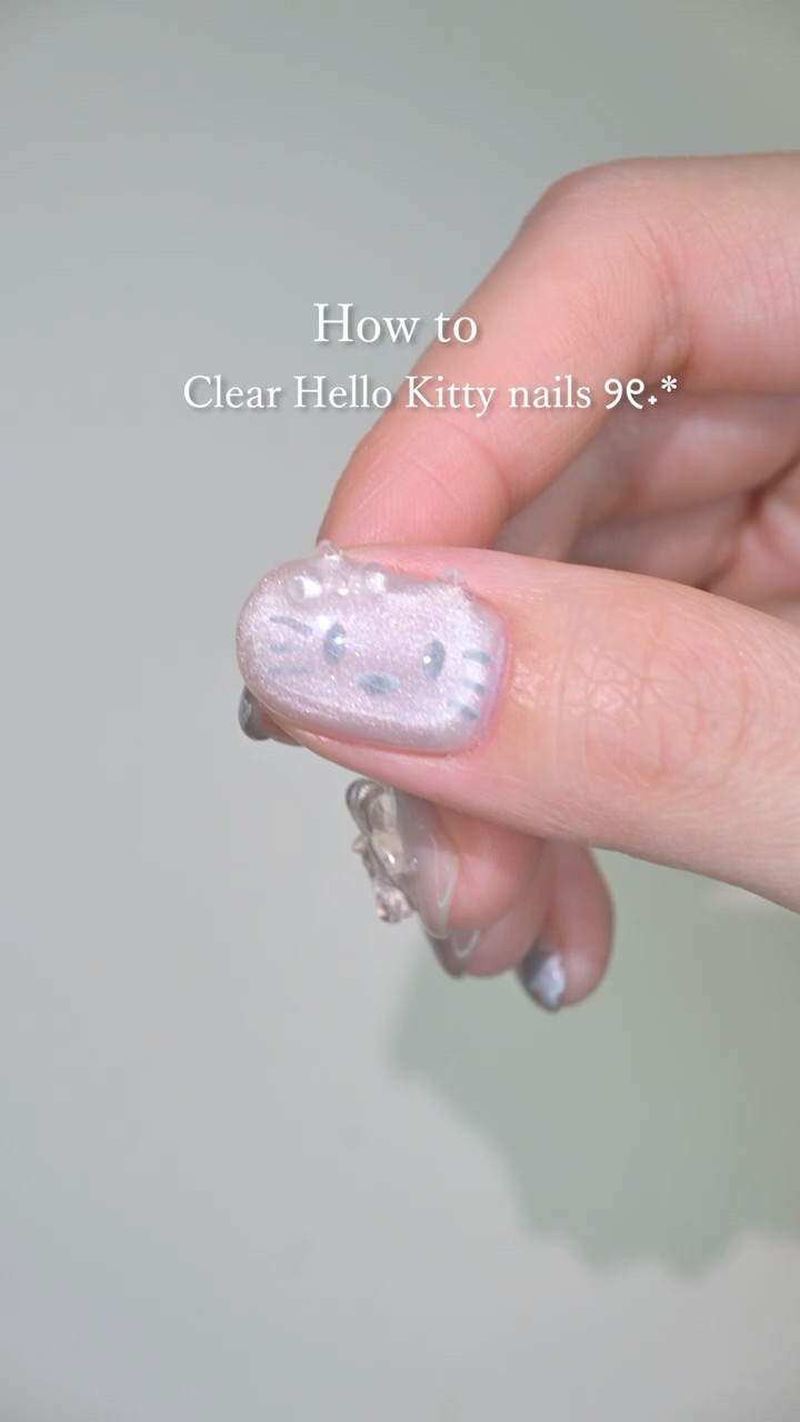 How to Make Clear Hello Kitty Nails ୨୧˖* - YouTube