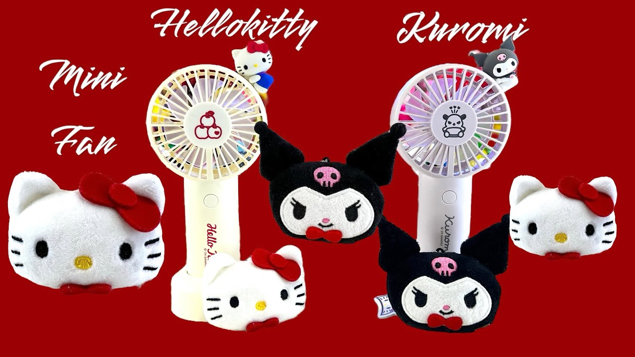 Asmr Hellokitty & Kuromi Mini Fan 2 Way | Satisfying Unboxing & Review Supercute