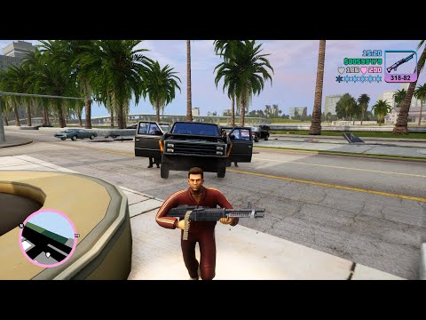 GTA Vice City M60 Machine Gun Rampage + 6 Star Wanted Level Escape