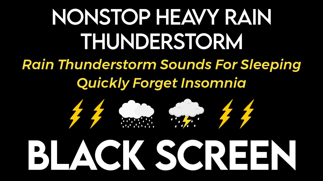 Гроза и дождь для сна ЧЁРНЫЙ ЭКРАН - Проливной дождь и сильный гром ночью | Релаксация