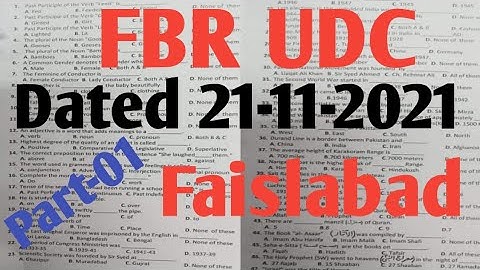 FBR UDC Faislabad Test Dated 21-11-2021 part-01