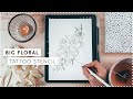 Ipad blumen tattoo vorlage malen  big floral fineline stencil procreate tutorial