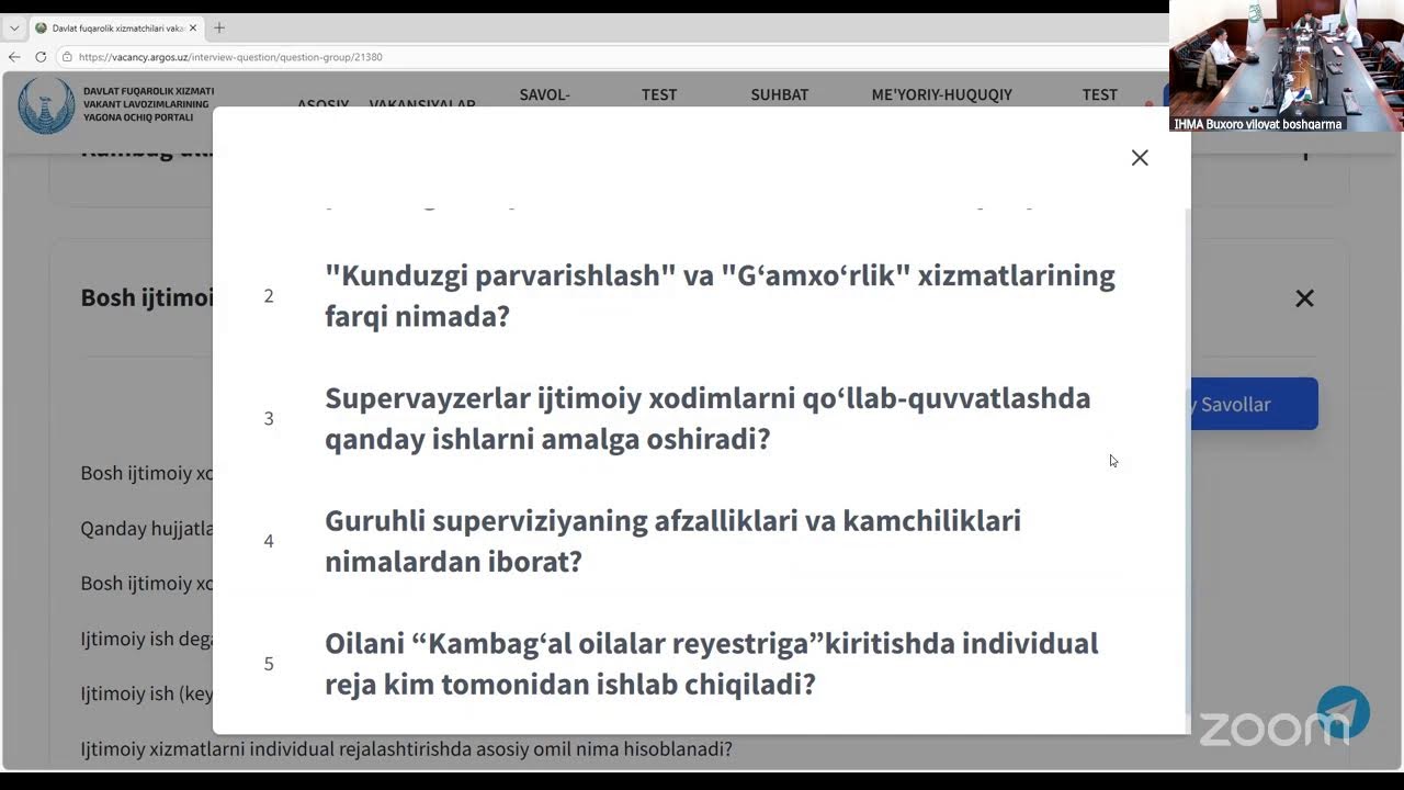 Tanlovning suhbat bosqichi