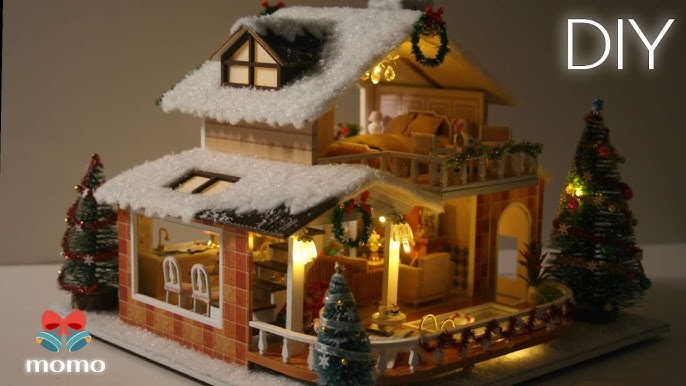 DIY Miniature Dollhouse Kit  Christmas Patio, plays Jingle Bells