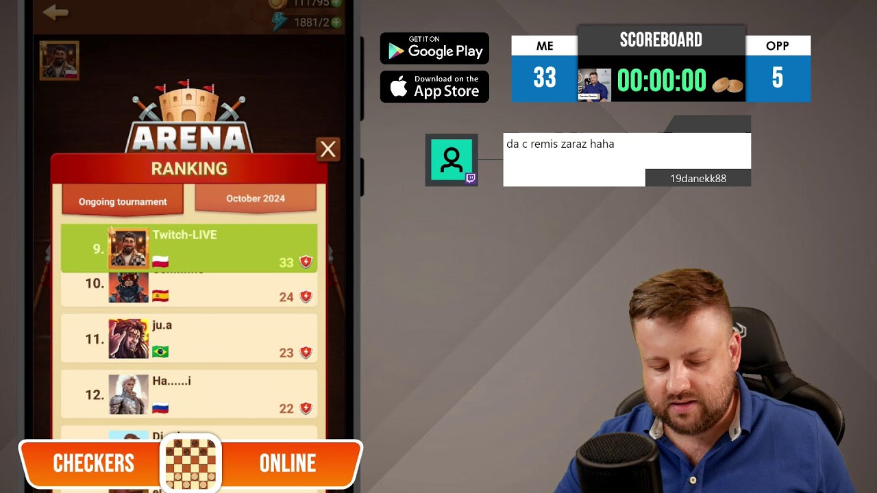 Checkers Arena Tournament! Another day, another chance!