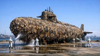 Extreme Submarine Barnacle Cleaning ASMR | Giant Dry Dock Restoration
