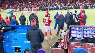 Patrick Mahomes on sideline for Chiefs Wild Card Playoff game vs Dolphins NFL