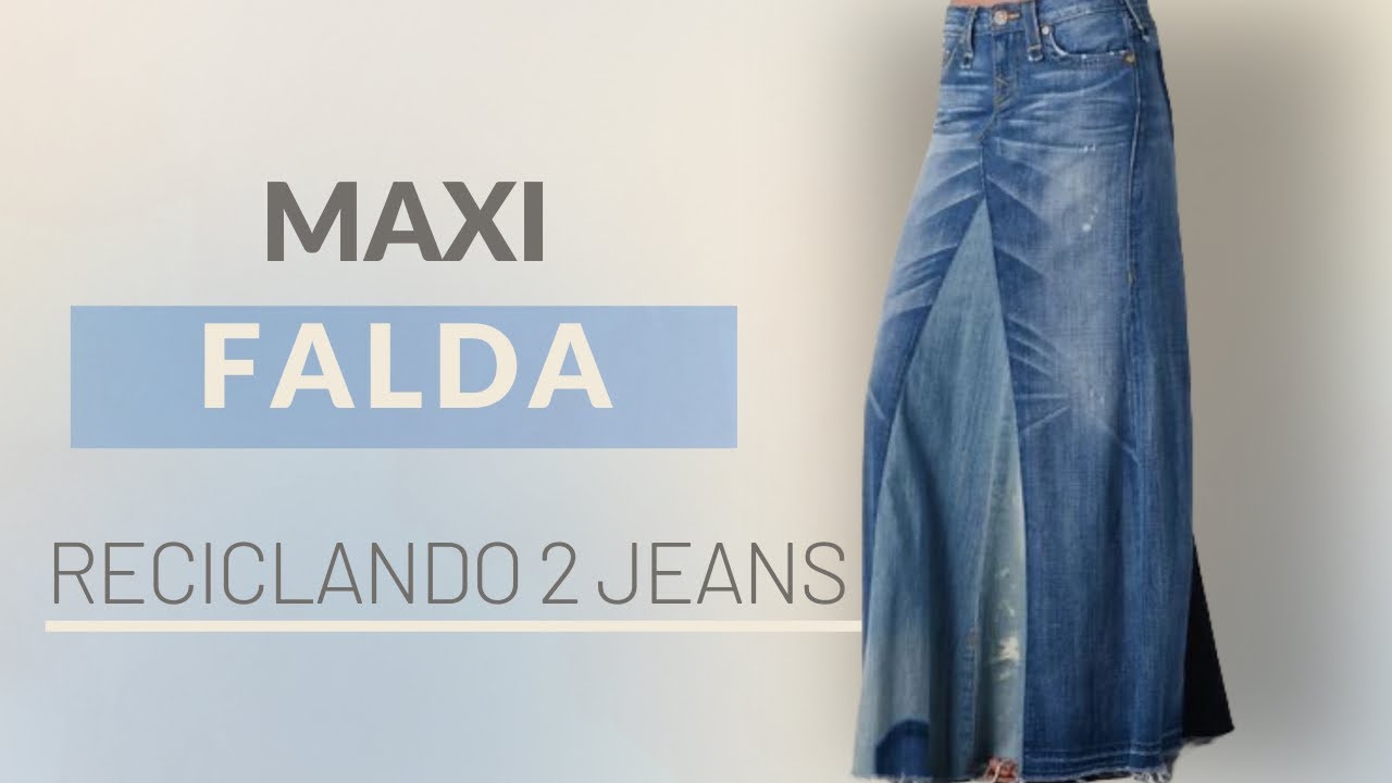 comerciante Canal Muslo Maxi falda reciclando 2 jeans - YouTube