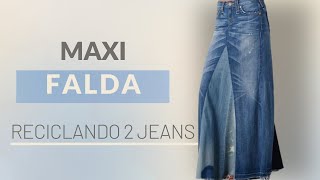 Maxi falda reciclando 2 jeans