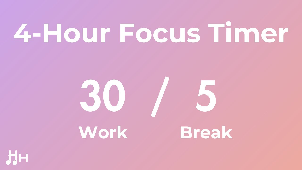 Pink 4-Hour Pomodoro Focus Timer ⏳📚 | 30min Work, 5min Breaks + 30min ...