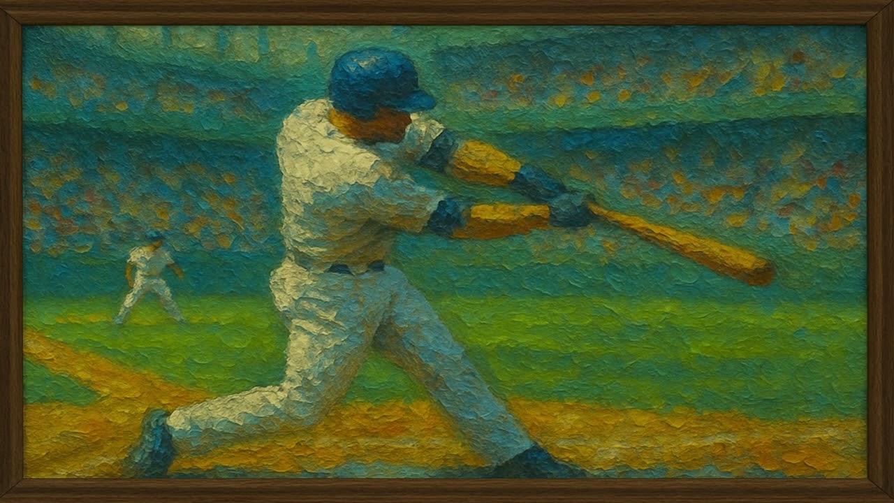 4K TV Art for Game Day | Impressionist Baseball Swing | 4-Hour Sports Ambience