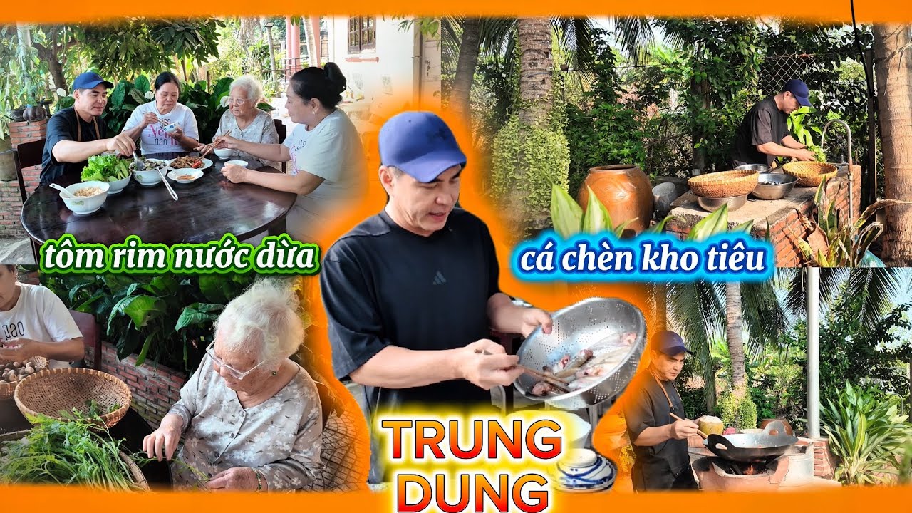 Trung Dũng| hôm nay Má đưa con trai đi chợ mua rau .cá .tôm về làm bữa cơm trưa ..