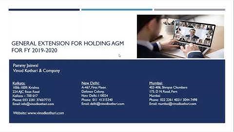 General Extension for holding AGM for FY 2019-2020