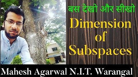 DIMENSIONS OF INTERSECTION AND DIRECT SUM OF SUBSPACES (LINEAR ALGEBRA)// IIT-JAM/CSIR-NET(JRF)/GATE