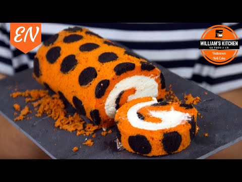 Halloween Swiss Roll Cake Recipe || William's Kitchen