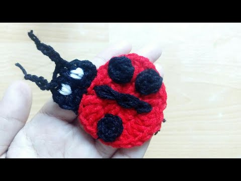 Como Crochet bonito do joaninha Applique