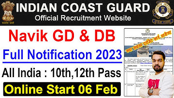 Indian Coast Guard New Vacancy 2023 Full Details | Coast Guard Navik GD & DB Recruitment 2023