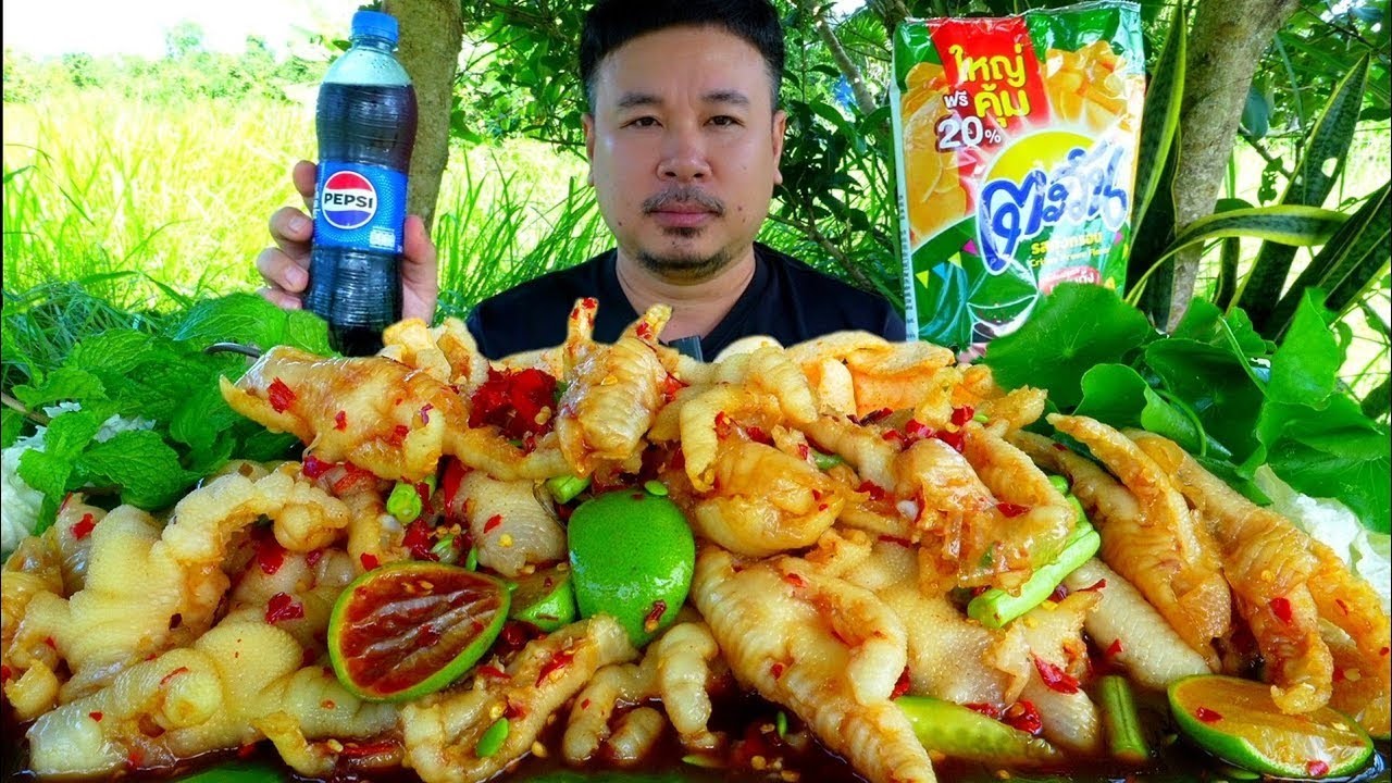 ตำตีนไก่กรุบๆ#food #mukbang #thaifood #cooking