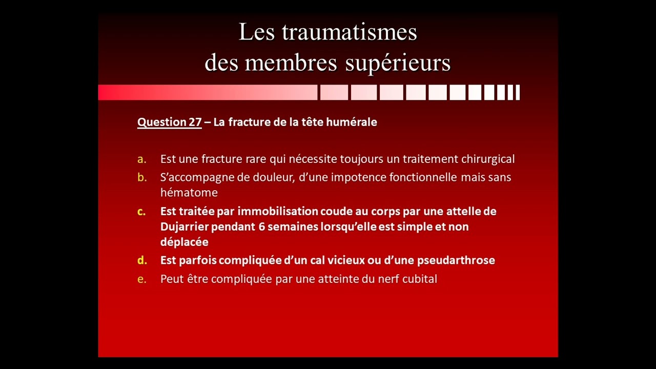 UE 2.4 Semestre 1 Processus traumatiques  - QCM  de révision 3/3