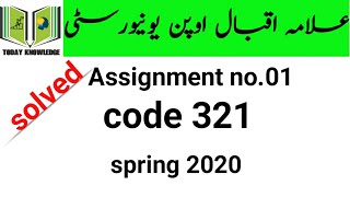 aiou solved Assignment spring 2020 | code 321 Assignment no.01