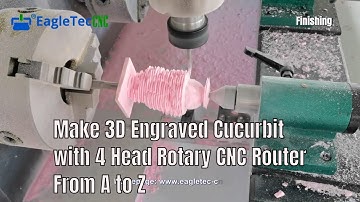 Make 3D Engraved Cucurbit with 4 Head Rotary Axis CNC Router Machine from A to Z (How to Operate)